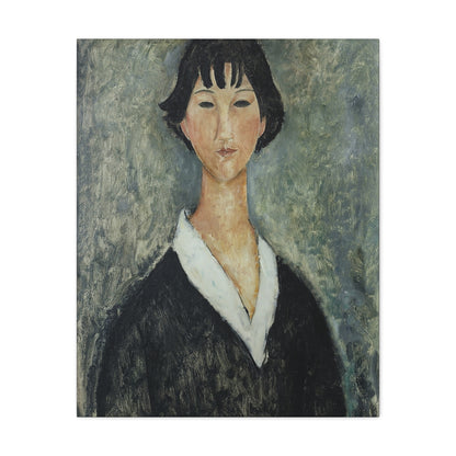 Jeune Fille Aux Cheveux Noirs (1918-1919) by Amedeo Modigliani / Reproduction Fine Art sur Toile / Flanc Large Epaisseur 3.2 cm - 1.25 inch