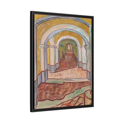 Corridor in the Asylum (1889) by Vincent van Gogh / Toile encadrée sur caisse américaine