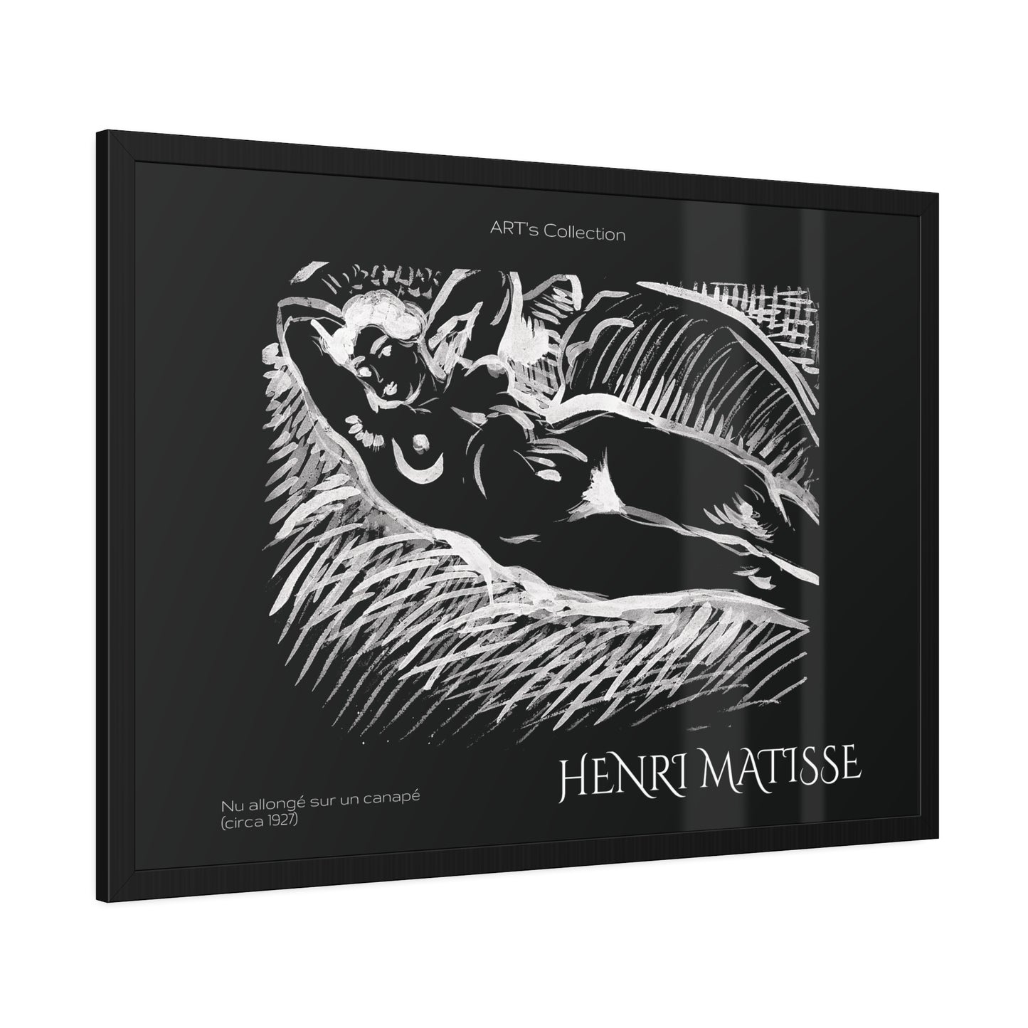 Nu allongé sur un canapé (circa 1927) black édition by Henry Matisse  / Affiche Encadrée série ART's Collection