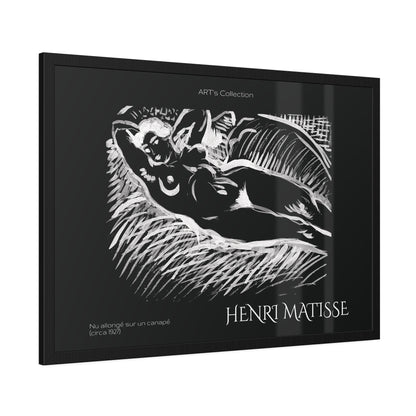 Nu allongé sur un canapé (circa 1927) black édition by Henry Matisse  / Affiche Encadrée série ART's Collection