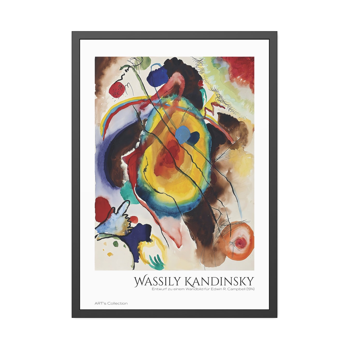Entwurf zu einem Wandbild für Edwin R. Campbell (1914) by Wassily Kandinsky / Affiche Encadrée série ART's Collection