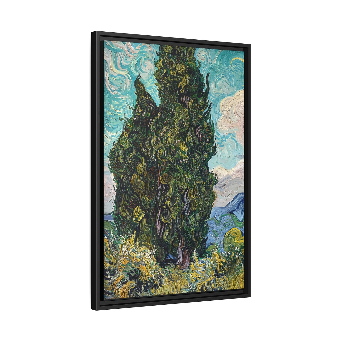 Cypresses (1889) by Vincent van Gogh / Toile encadrée sur caisse américaine