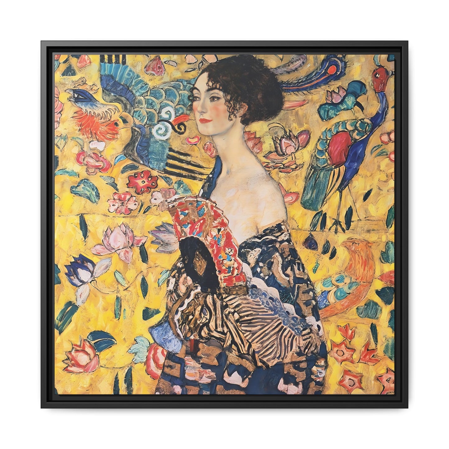 Woman with fan (1917-1918) by Gustav Klimt / Toile encadrée sur caisse américaine