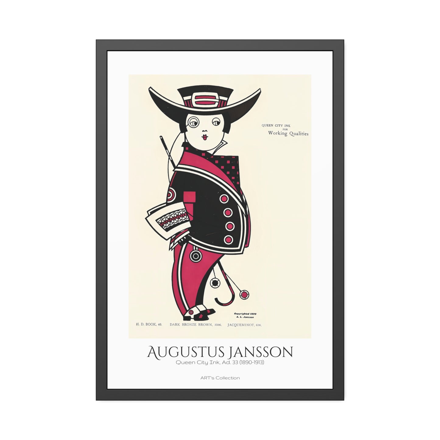 Queen City Ink, Ad. 33 (1890-1913) by Augustus Jansson  / Affiche Encadrée série ART's Collection