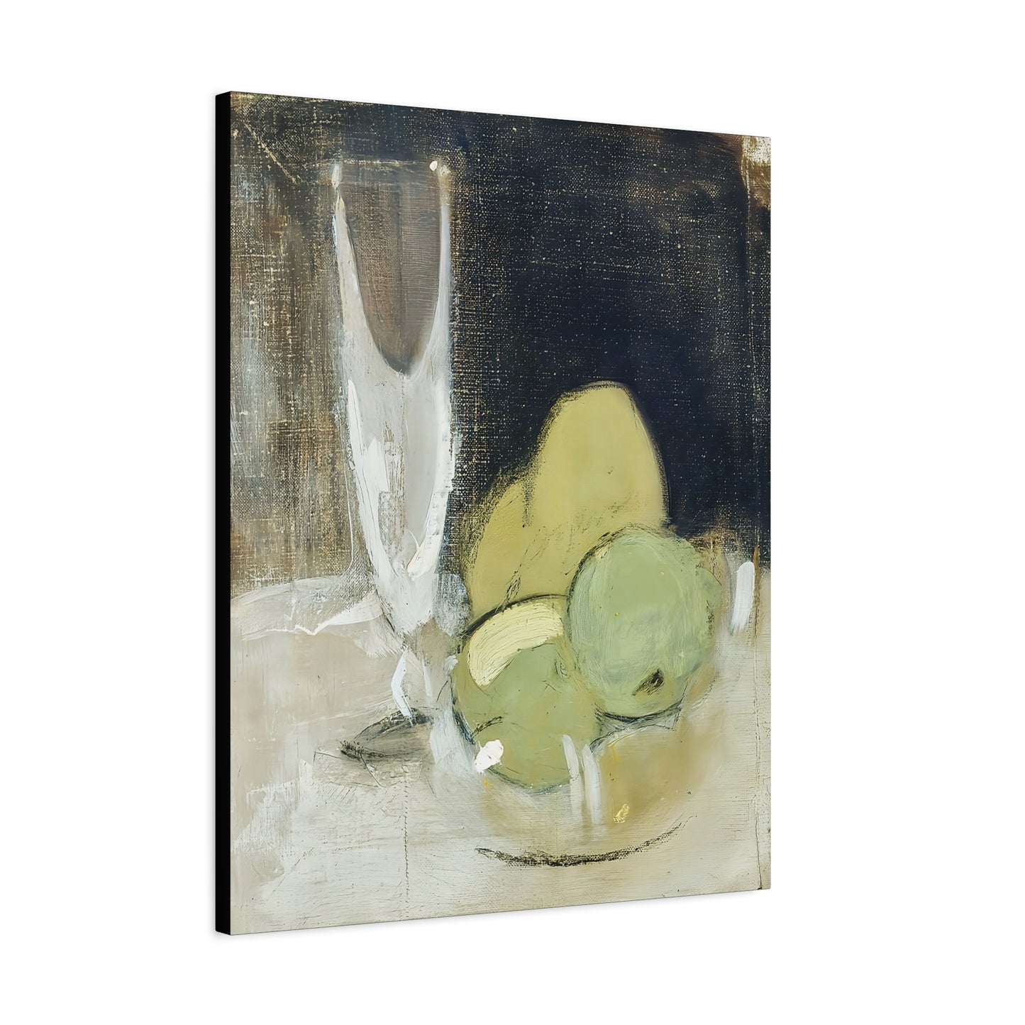 Green Apples And Champagne Glass (1934) by Helene Schjerfbeck / Reproduction Fine Art sur Toile /  Epaisseur 3.2 cm - 1.25 inch