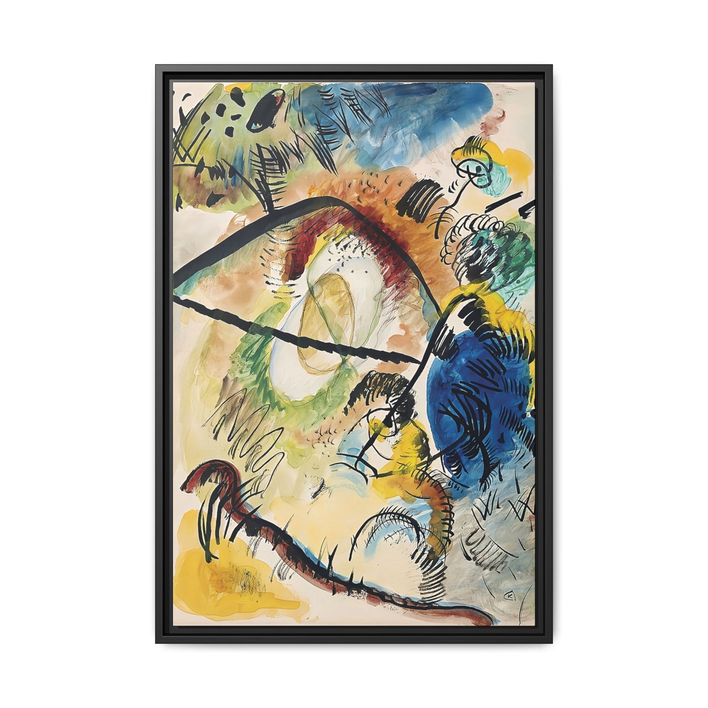 Wassily Kandinsky / Watercolor IX With Black Lines (1913) / Toile encadrée sur caisse américaine