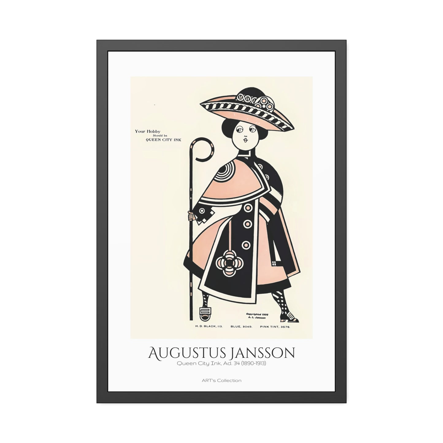 Queen City Ink, Ad. 34 (1890-1913) by Augustus Jansson  / Affiche Encadrée série ART's Collection