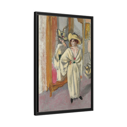 Femme en blanc debout devant une glace (1918-1919) by Henri Matisse / Toile encadrée sur caisse américaine