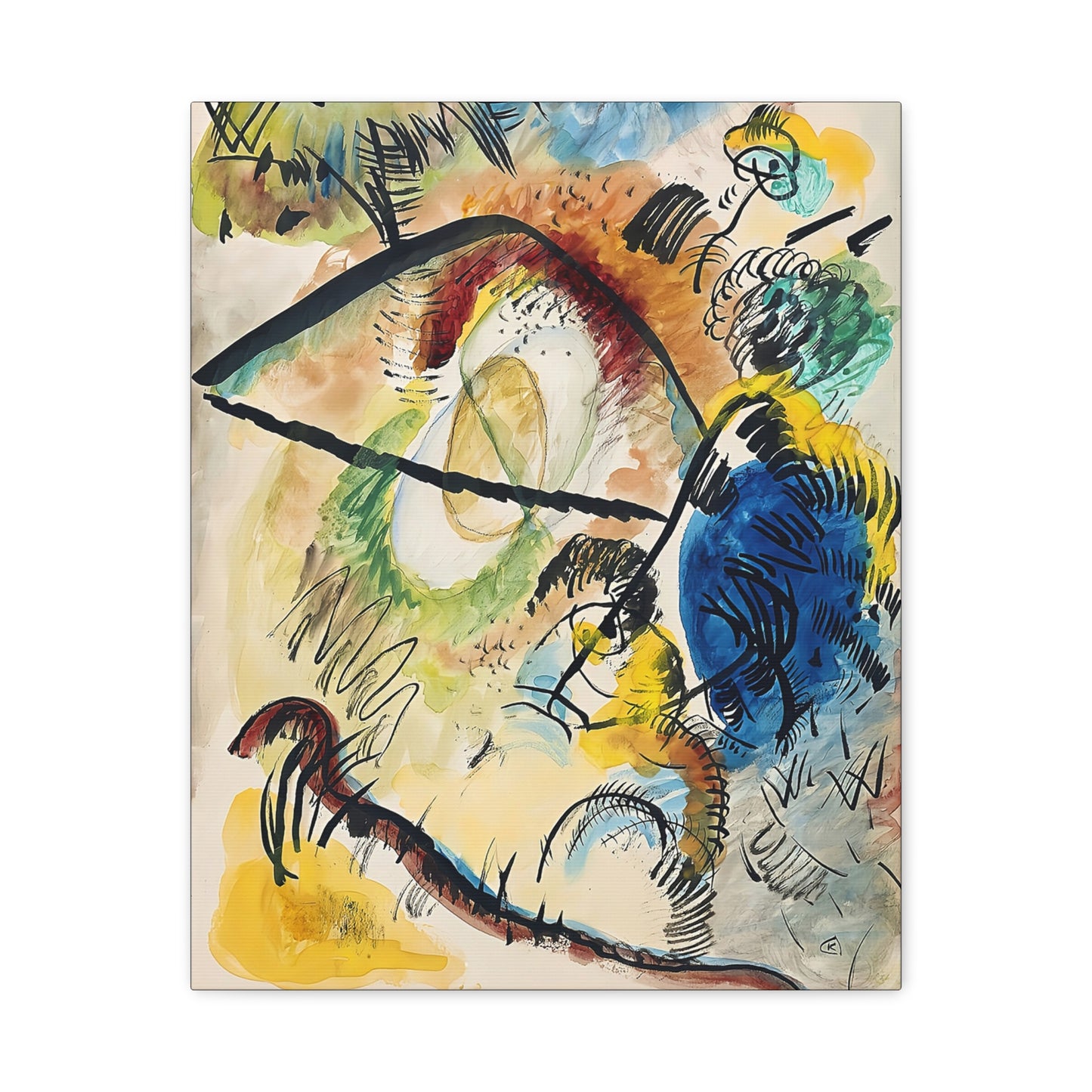 Watercolor IX - with black lines (1913) by Wassily Kandinsky / Reproduction Fine Art sur Toile / Epaisseur 3,2cm - 1'25 po