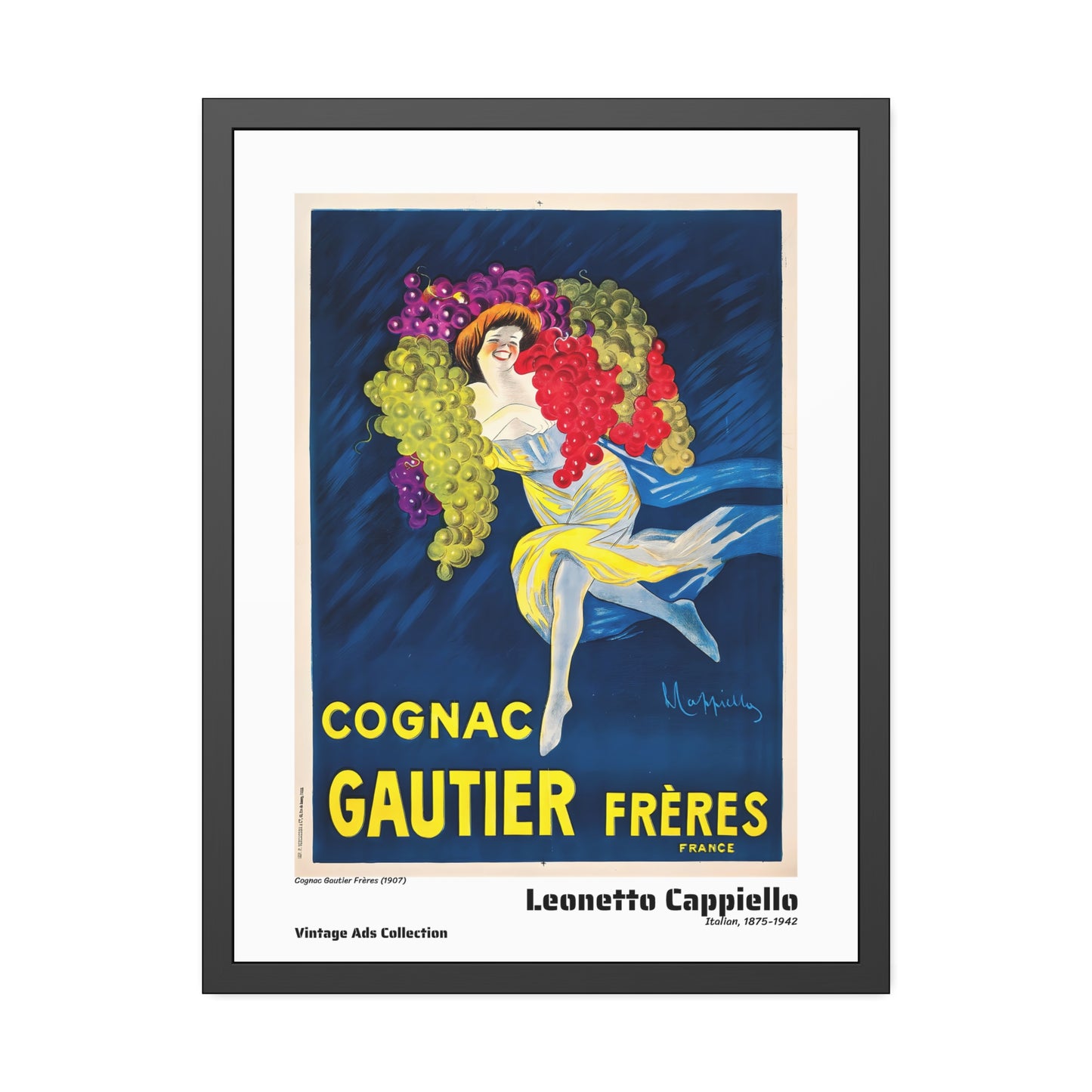 Cognac Gautier Frères (1907) by Leonetto Cappiello / Affiche Encadrée Série Vintage Ads Collection