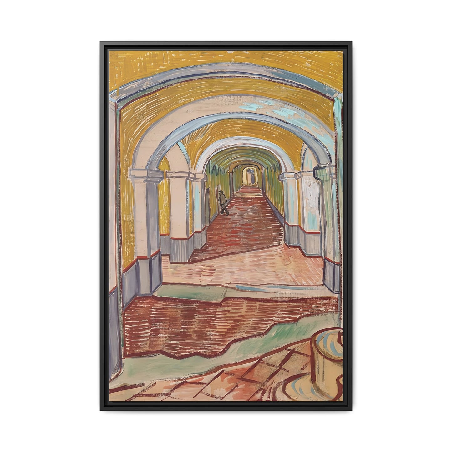 Corridor in the Asylum (1889) by Vincent van Gogh / Toile encadrée sur caisse américaine