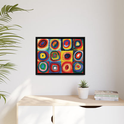 Wassily Kandinsky / Etude De Couleurs : Carrés avec Cercles Concentriques (1913) /Toile encadrée sur caisse américaine