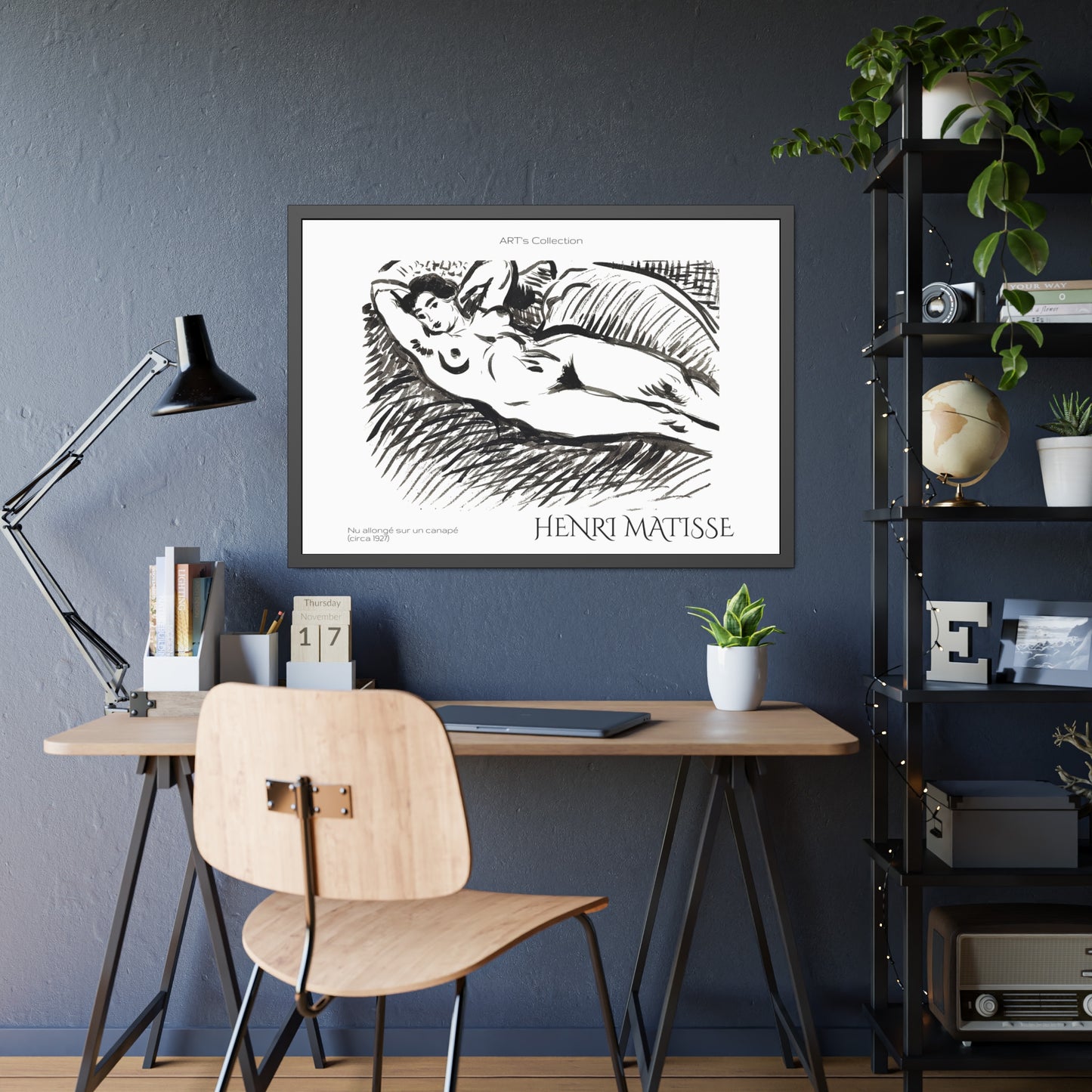 Nu allongé sur un canapé (circa 1927) by Henry Matisse  / Affiche Encadrée série ART's Collection