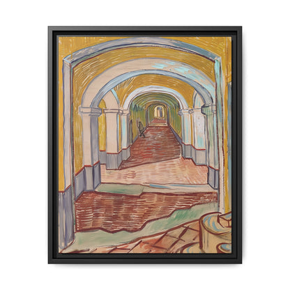 Corridor in the Asylum (1889) by Vincent van Gogh / Toile encadrée sur caisse américaine