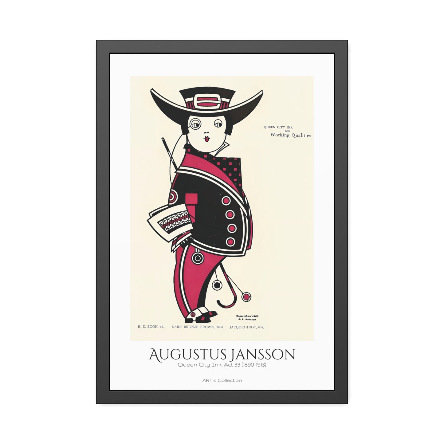 Queen City Ink, Ad. 33 (1890-1913) by Augustus Jansson  / Affiche Encadrée série ART's Collection