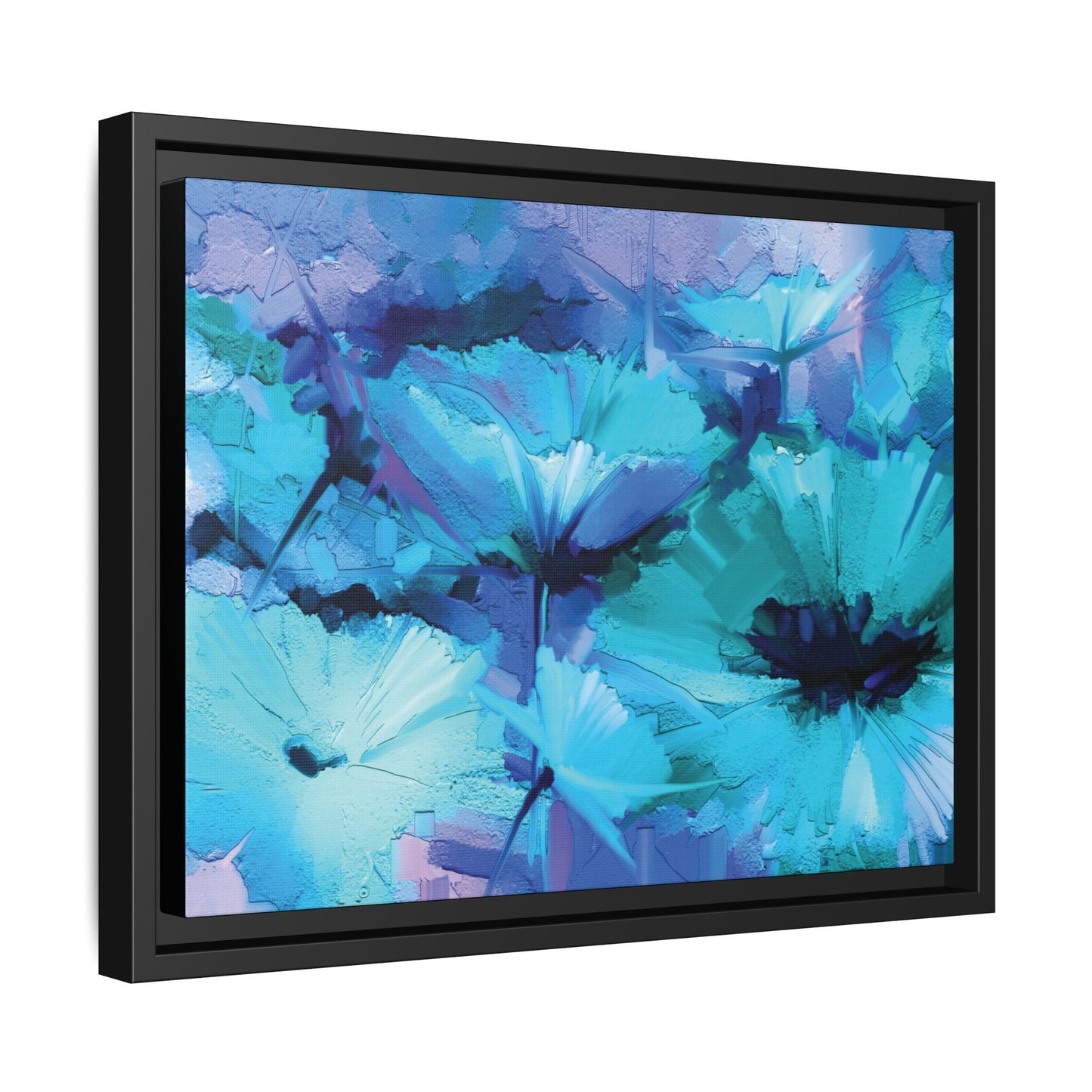 Tableau Floral Turquoise "Série Sign Collections" / Toile encadrée sur caisse américaine