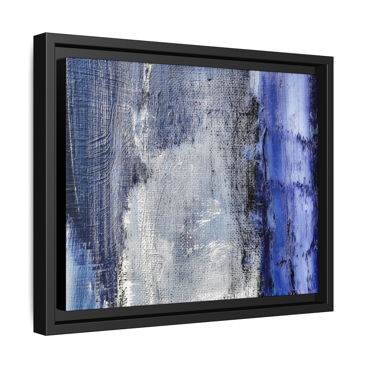 Tableau Beaux Arts Anthracite & Bleu Contrasté "Série Sign Collections" / Toile encadrée sur caisse américaine