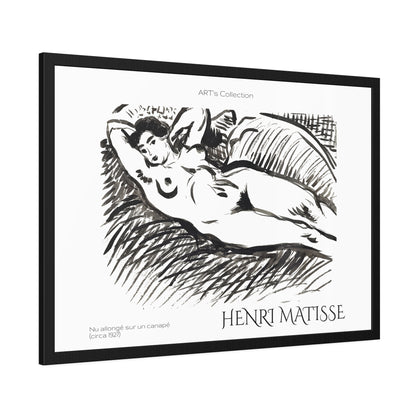Nu allongé sur un canapé (circa 1927) by Henry Matisse  / Affiche Encadrée série ART's Collection