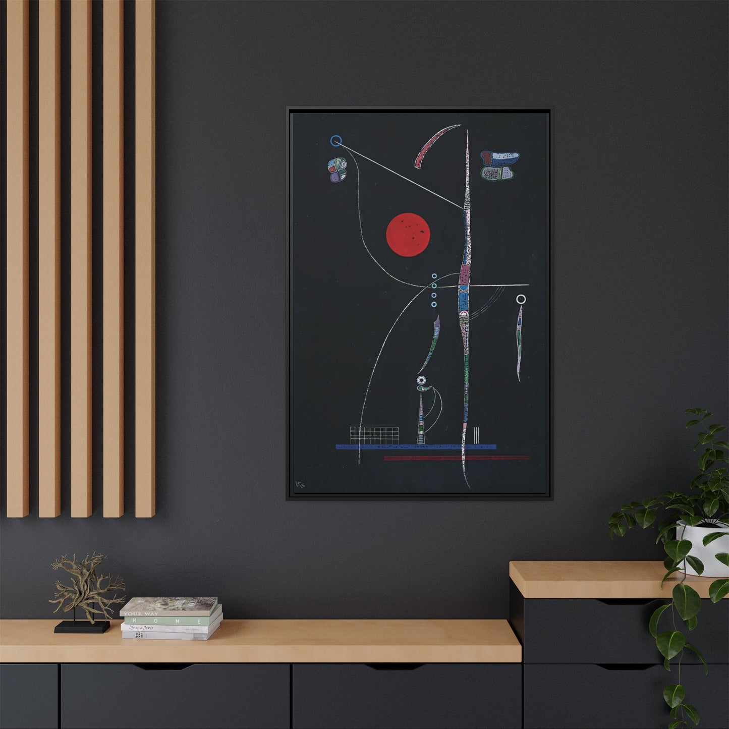 L' accent Rouge (1938) by Wassily Kandinsky / Toile encadrée sur caisse américaine