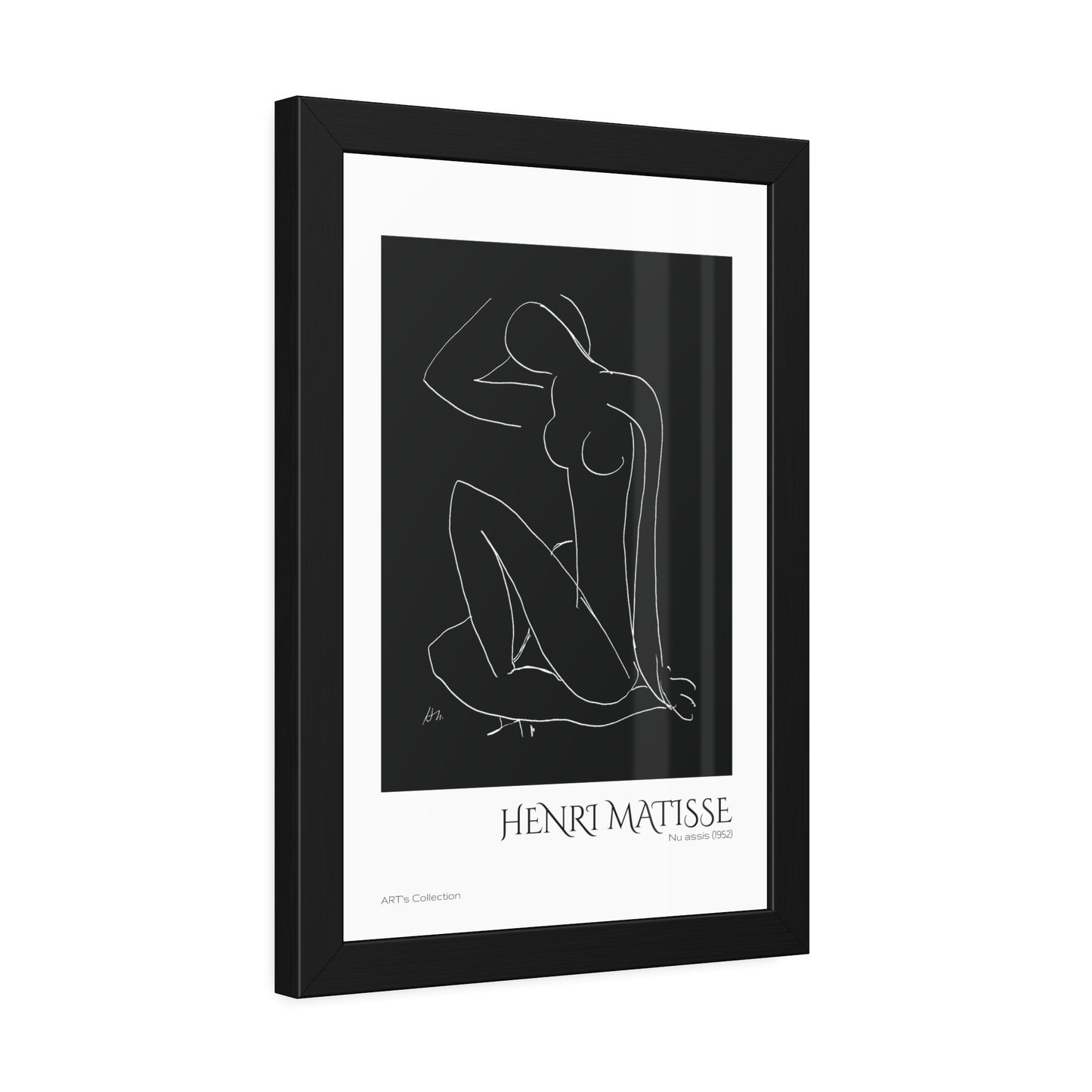 Nu assis (1952) by Henri Matisse version noire et blanche/ Affiche Encadrée série ART's Collection