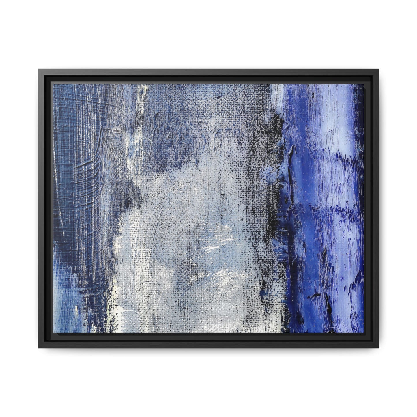 Tableau Beaux Arts Anthracite & Bleu Contrasté "Série Sign Collections" / Toile encadrée sur caisse américaine