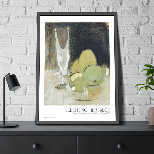 Green Apples And Champagne Glass (1934) by Helene Schjerfbeck / Affiche Encadrée série ART's Collection