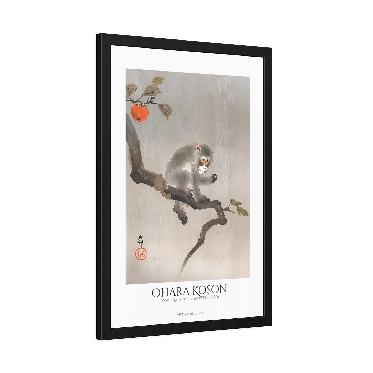 Monkey in kaki tree (1900-1930) by Ohara Koson / Affiche Encadrée série ART's Collection