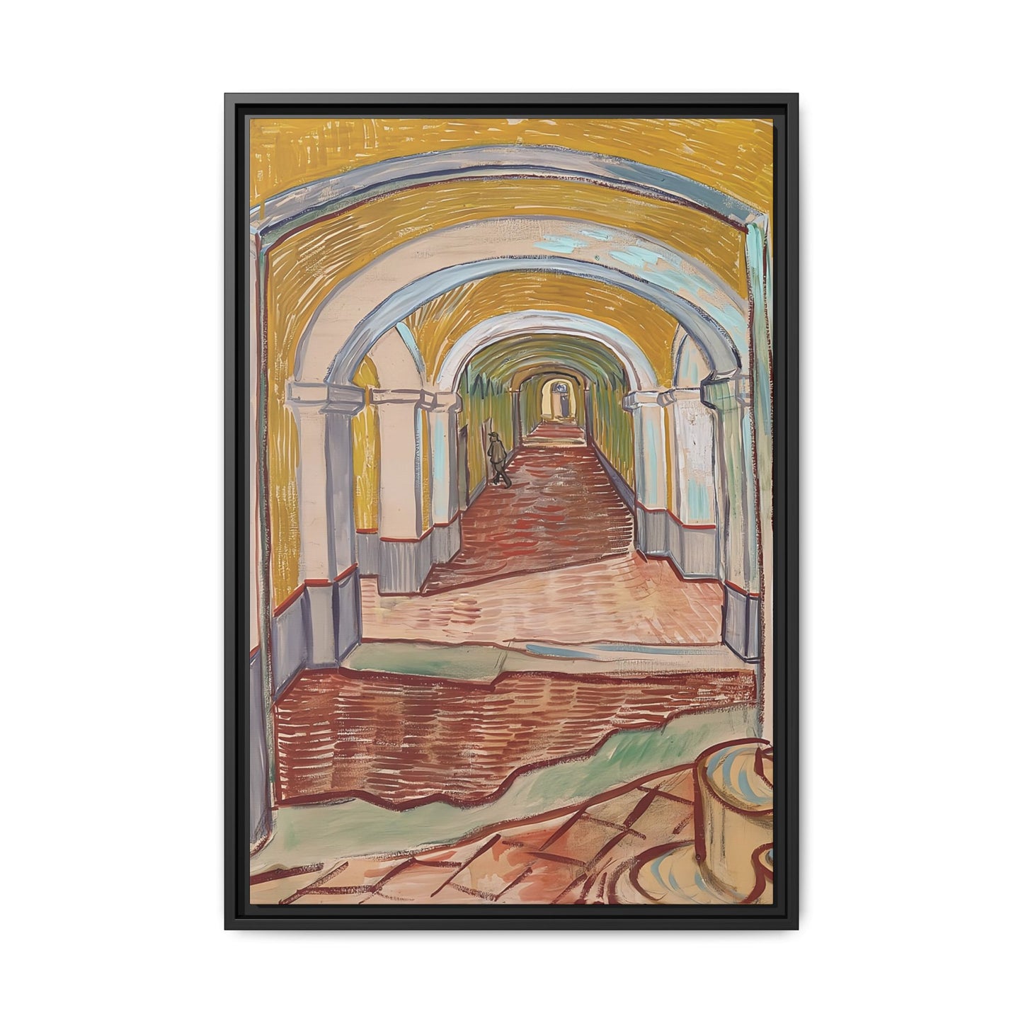 Corridor in the Asylum (1889) by Vincent van Gogh / Toile encadrée sur caisse américaine