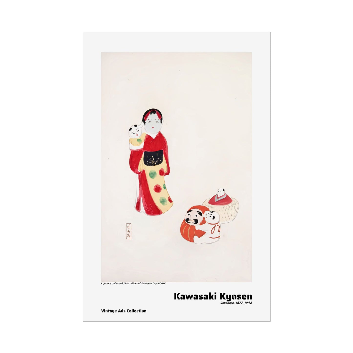 Kyosen's Collected Illustrations of Japanese Toys Pl.014 (1919) by Kawasaki Kyosen / Affiche imprimée - Série Vintage Ads Collection