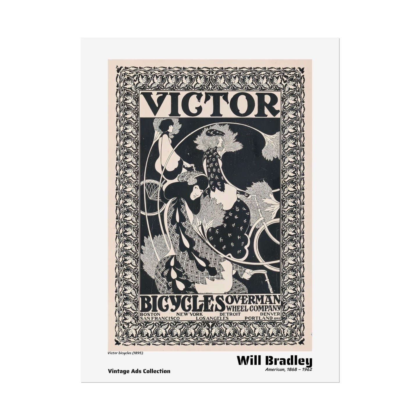 Victor bicycles (1895) by Will Bradley / Affiche imprimée - Série Vintage Ads Collection
