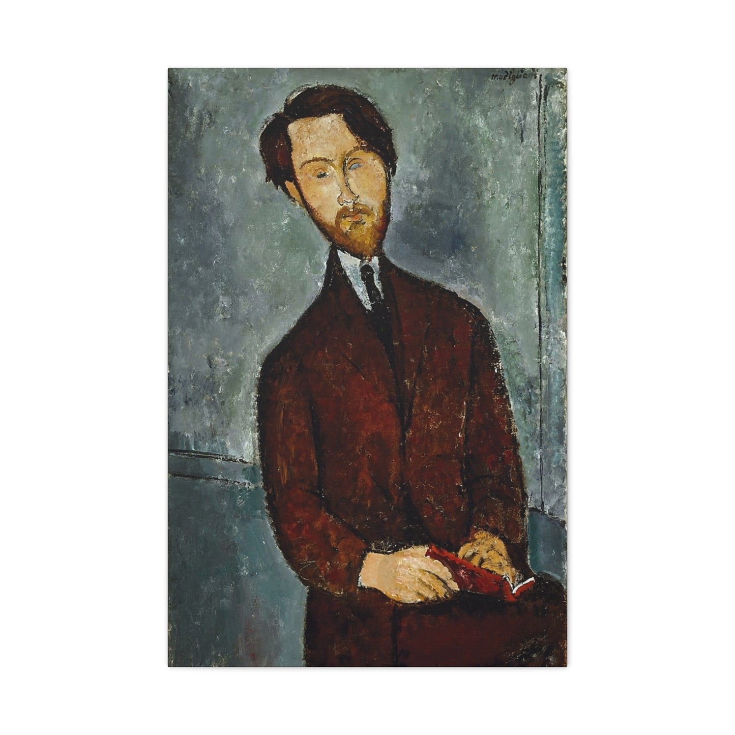 Léopold Zborowski (1911-1920) by Amedeo Modigliani / Reproduction Fine Art sur Toile / Flanc Large Epaisseur 3.2 cm - 1.25 inch