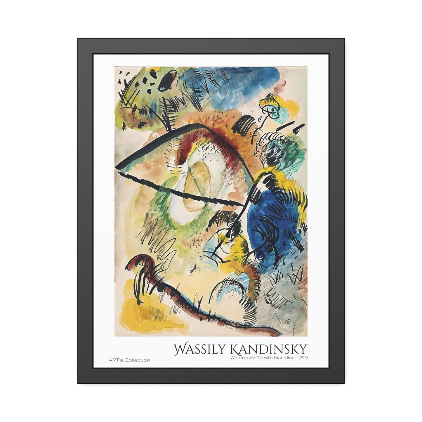Watercolor IX with black lines (1913) by Wassily Kandinsky / Affiche Encadrée série ART's Collection