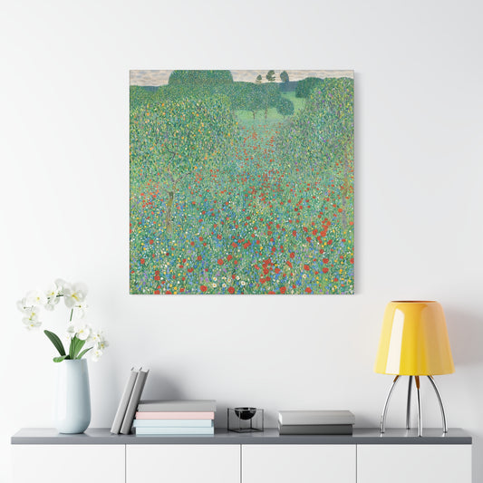 Blühender Mohn Mohnwiese (1907) by Gustav Klimt / Reproduction Fine Art sur Toile / Flanc Large Epaisseur 3.2 cm - 1.25 inch
