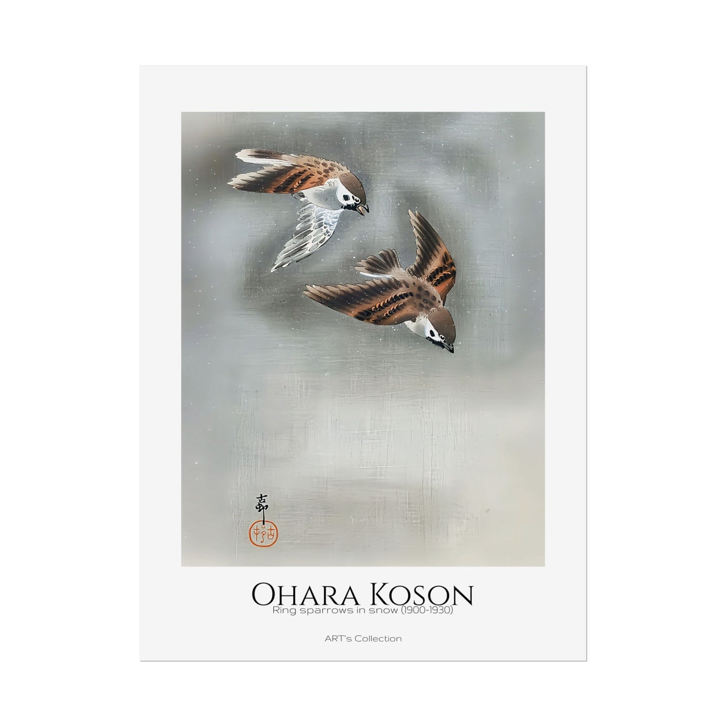 Ring sparrows in snow (1900 - 1930) by Ohara Koson / Affiche imprimée - Série ART's Collection