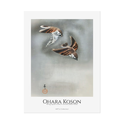 Ring sparrows in snow (1900 - 1930) by Ohara Koson / Affiche imprimée - Série ART's Collection