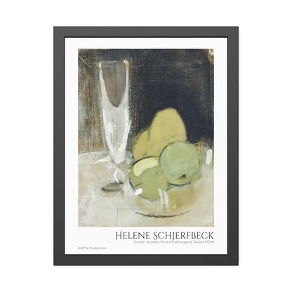 Green Apples And Champagne Glass (1934) by Helene Schjerfbeck / Affiche Encadrée série ART's Collection
