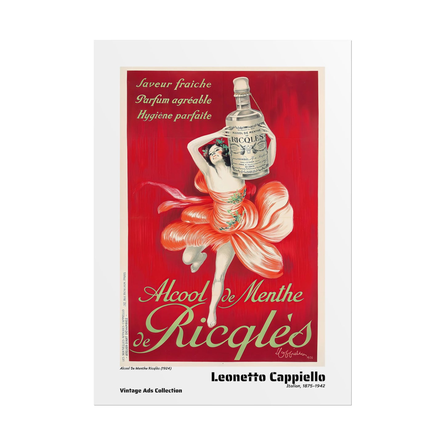 Alcool De Menthe Ricqlès (1924) by Leonetto Cappiello / Affiche imprimée - Série Vintage Ads Collection