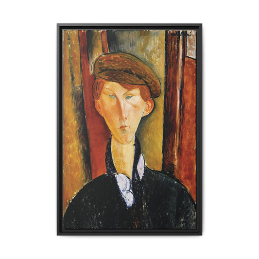 Young Man with a Cap (early 20th century) by Amedeo Modigliani / Toile encadrée sur caisse américaine