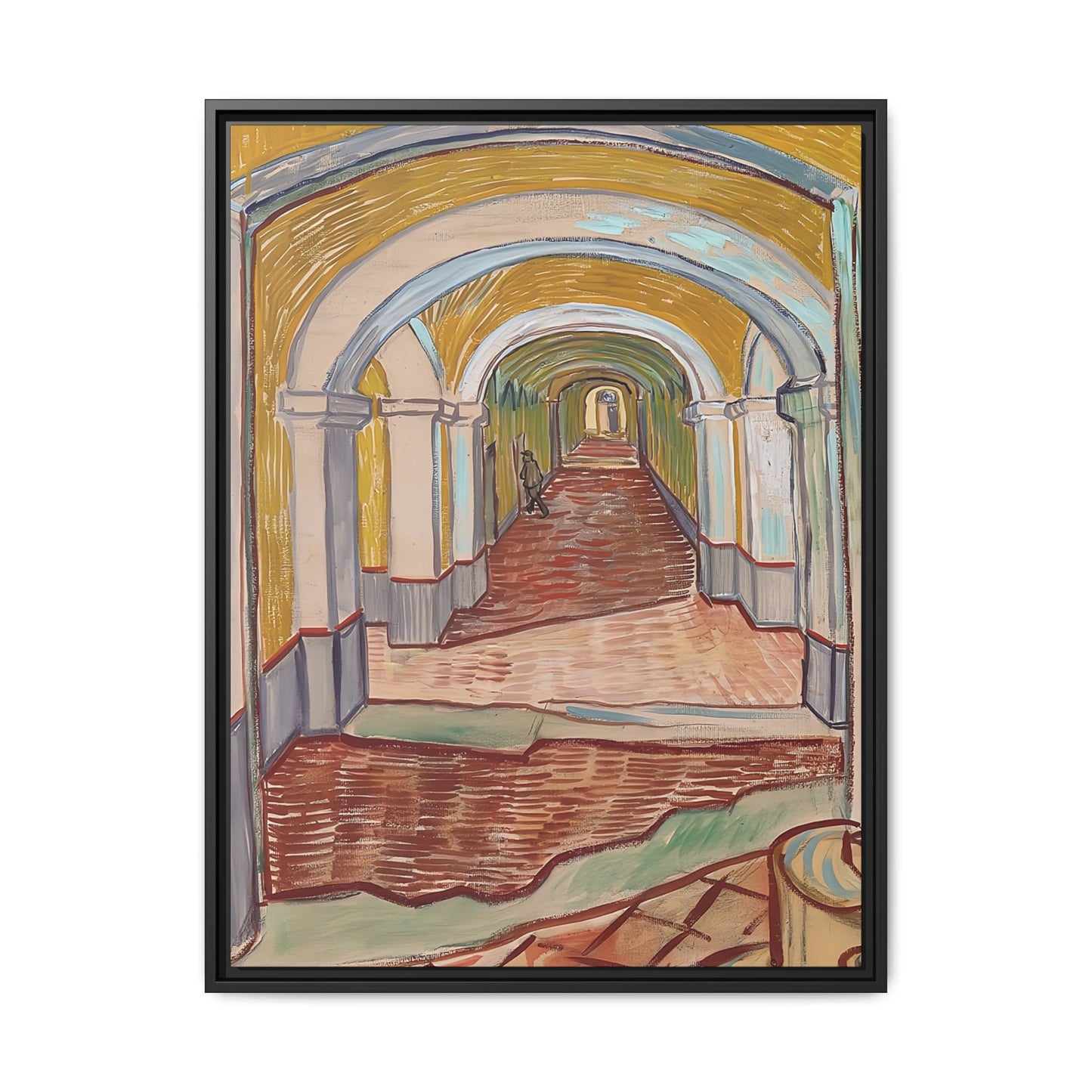 Corridor in the Asylum (1889) by Vincent van Gogh / Toile encadrée sur caisse américaine