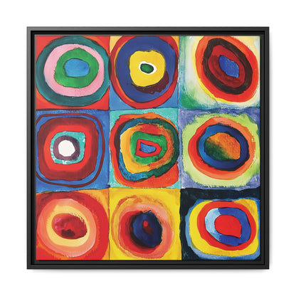 Wassily Kandinsky / Etude De Couleurs : Carrés avec Cercles Concentriques (1913) /Toile encadrée sur caisse américaine