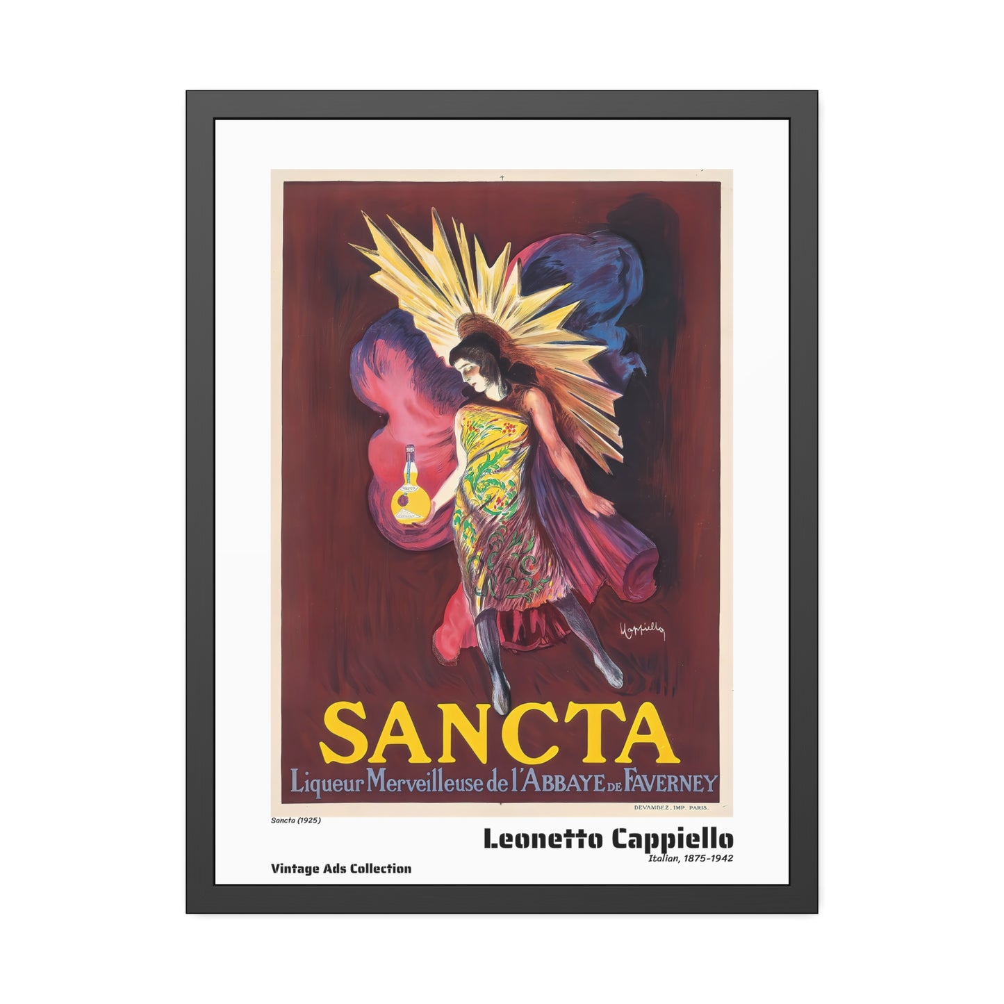 Sancta (1925) by Leonetto Cappiello / Affiche Encadrée Série Vintage Ads Collection