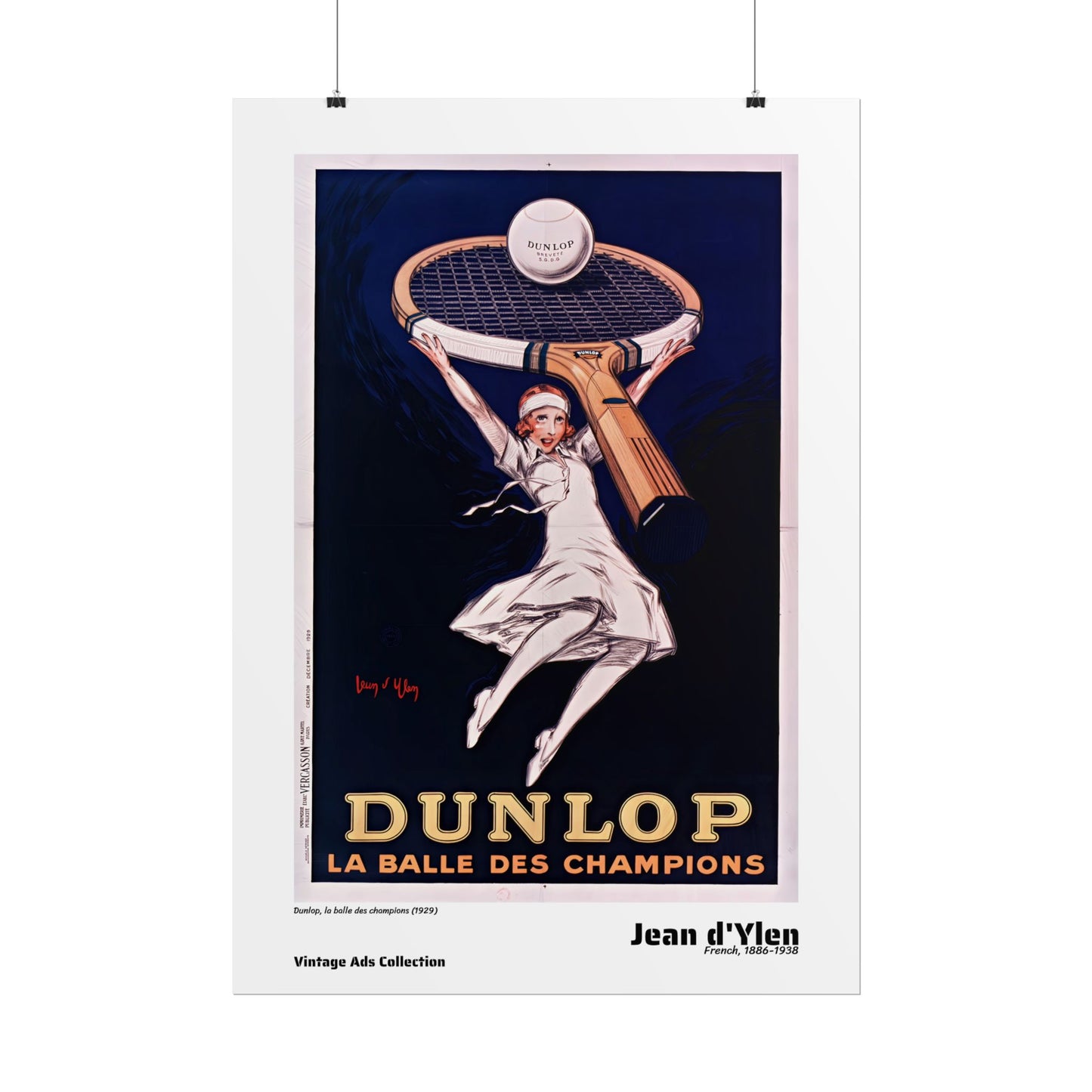 Dunlop, la balle des champions (1929) by Jean d'Ylen / Affiche imprimée - Série Vintage Ads Collection