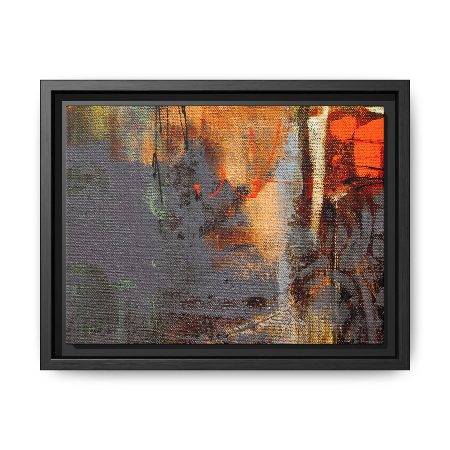 Tableau Beaux Arts Anthracite & Orange "Série Sign Collections" / Toile encadrée sur caisse américaine