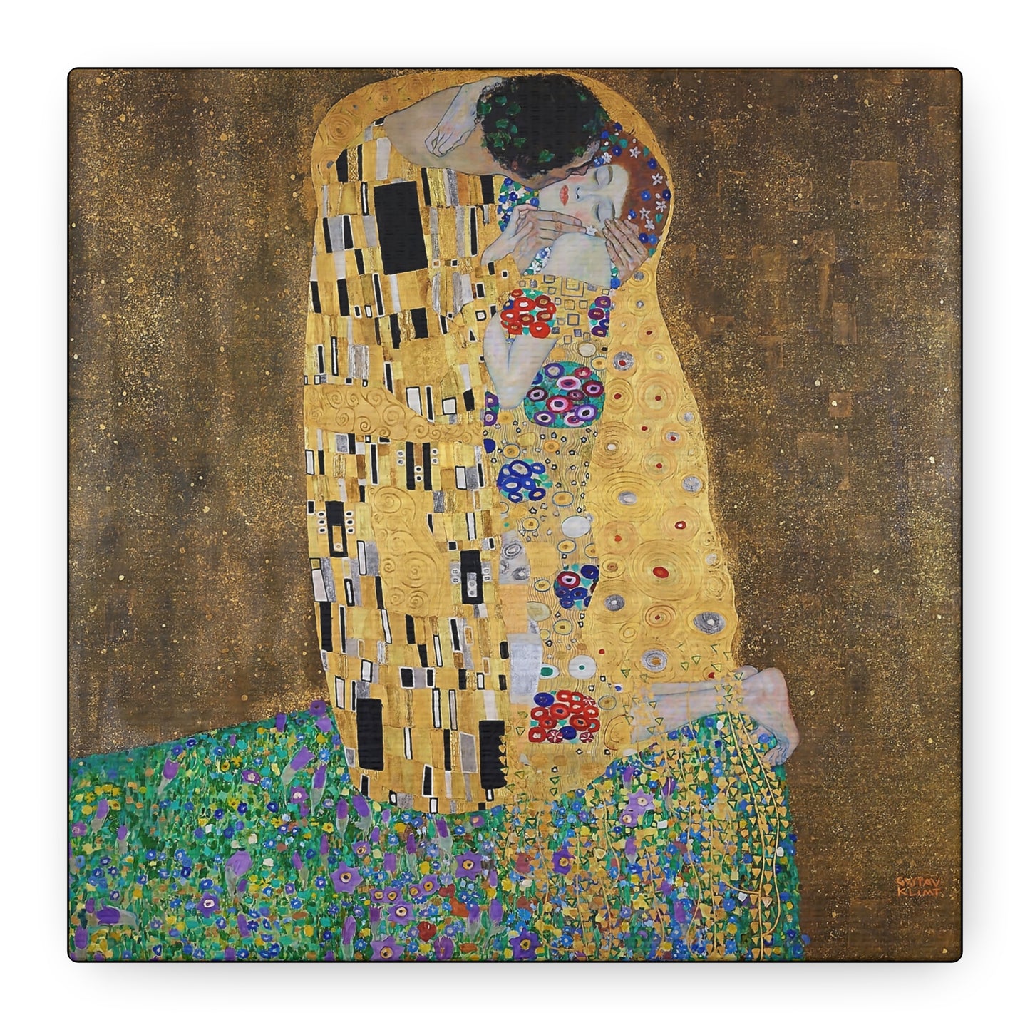 The kiss - lovers (1908) by Gustav Klimt / Reproduction Fine Art sur Toile / Flanc Large Epaisseur 3.2 cm - 1.25 inch