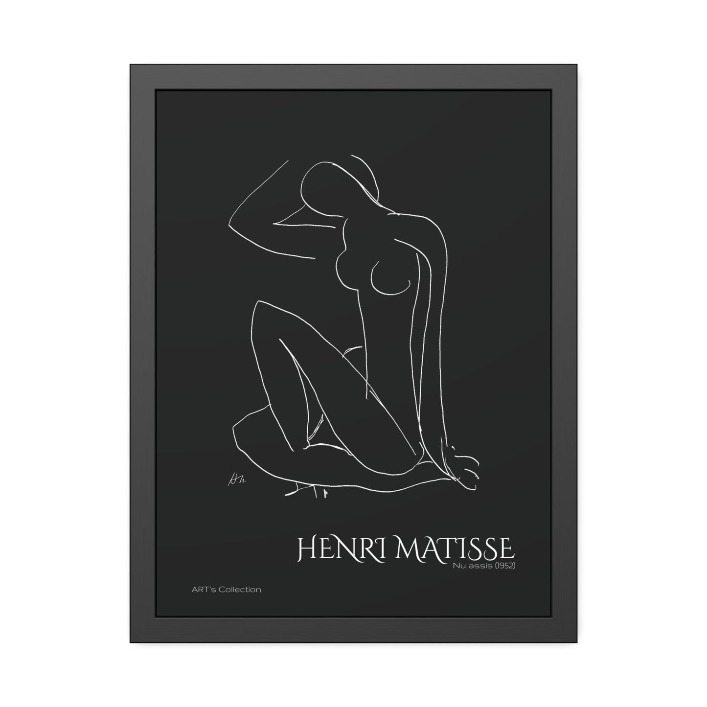 Nu assis (1952) black édition by Henri Matisse / Affiche Encadrée série ART's Collection