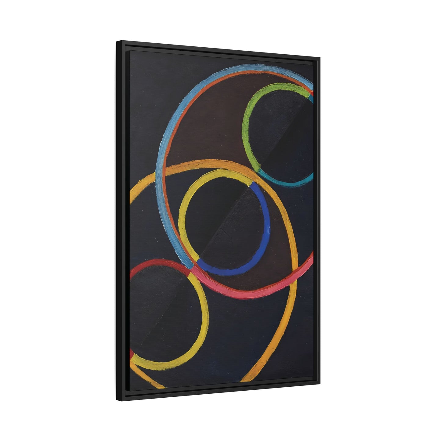 Relief noir avec des cercles de couleur  by Robert Delaunay  / Toile encadrée sur caisse américaine