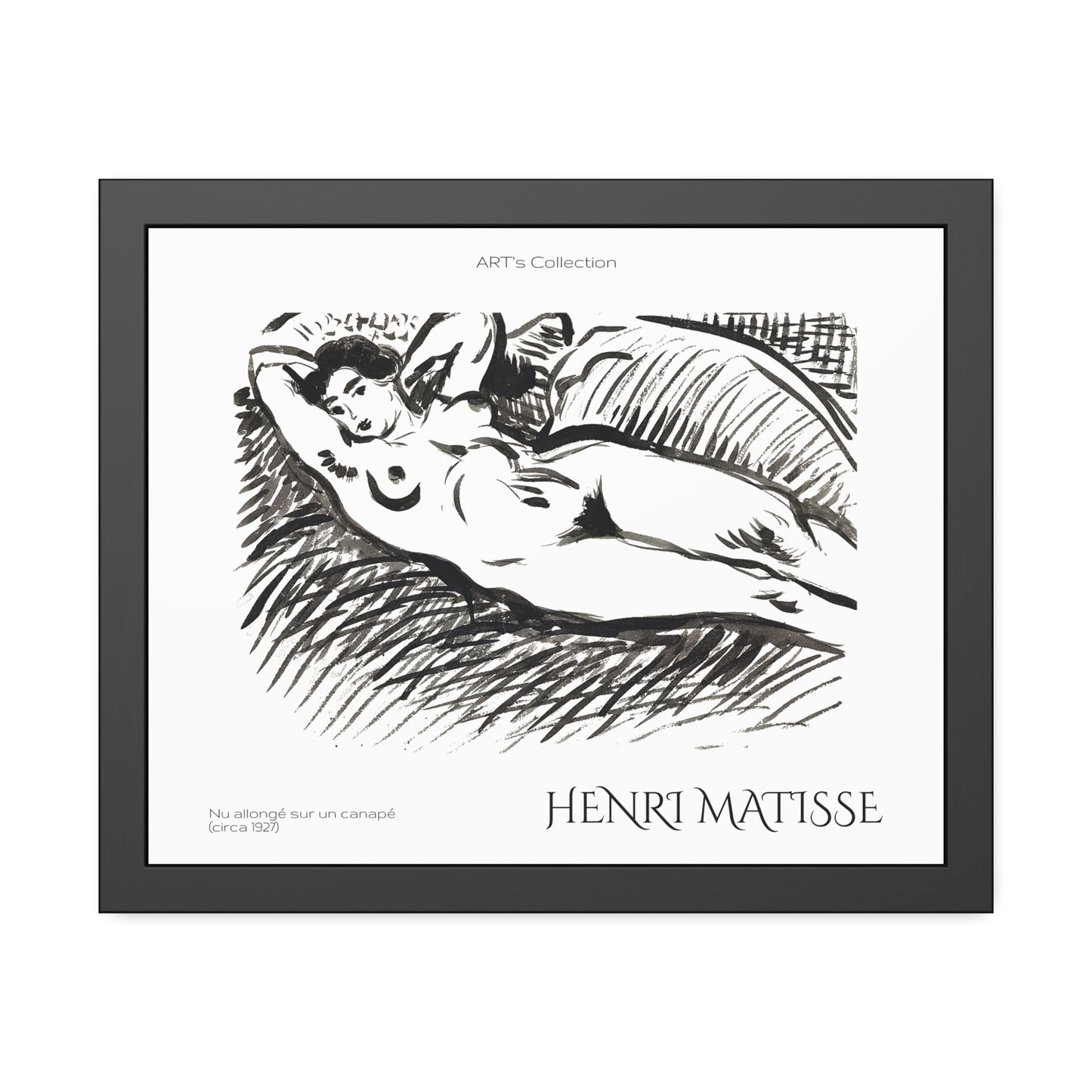 Nu allongé sur un canapé (circa 1927) by Henry Matisse  / Affiche Encadrée série ART's Collection