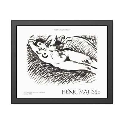 Nu allongé sur un canapé (circa 1927) by Henry Matisse  / Affiche Encadrée série ART's Collection