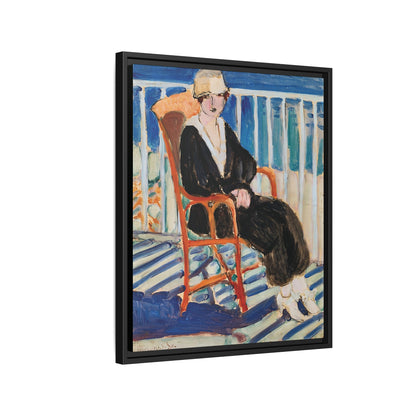 Jeune fille au balcon sur la mer (1918) by Henri Matisse / Toile encadrée sur caisse américaine