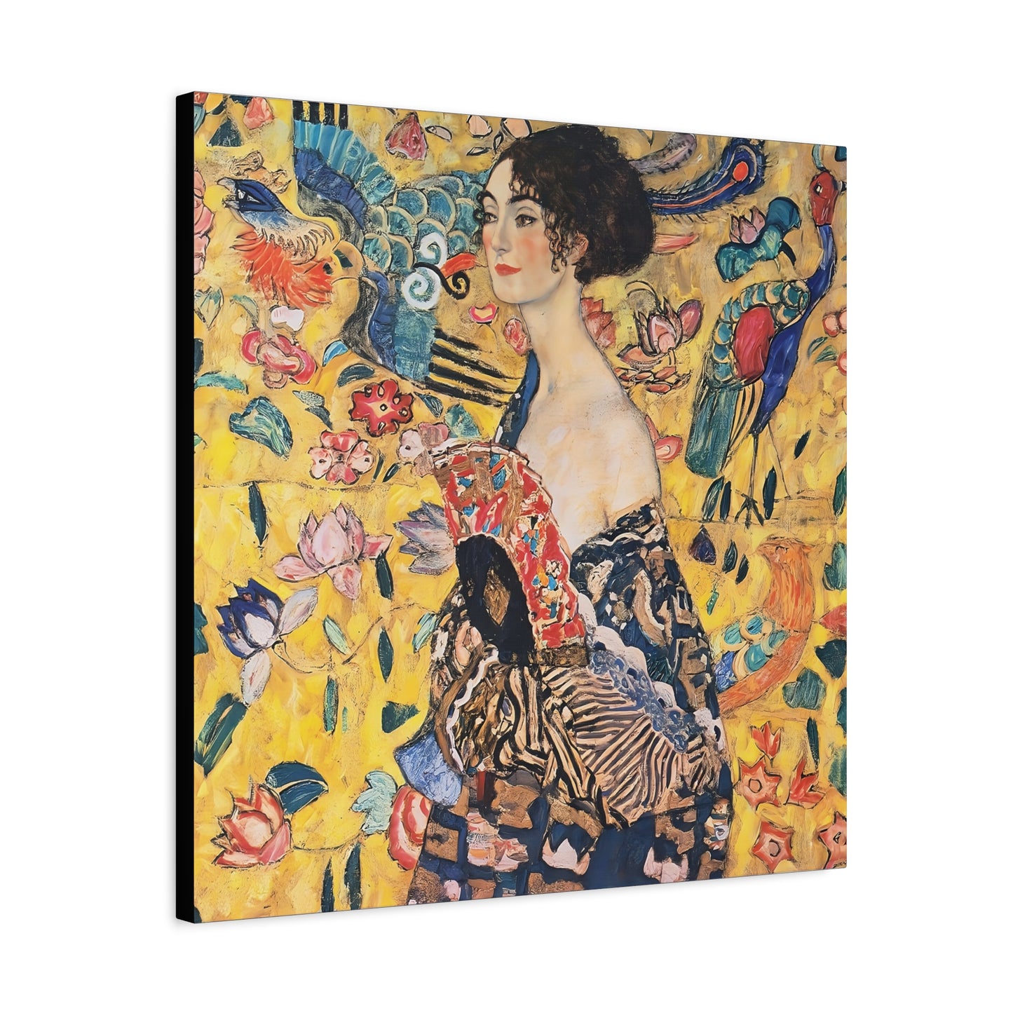 Woman with fan (1917-1918) by Gustav Klimt / Reproduction Fine Art sur Toile / Flanc Large Epaisseur 3.2 cm - 1.25 inch